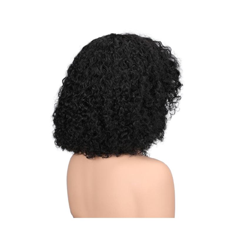 Hand-Tied Lace Closure Glueless Wig  African Small Curly Human Hair Natural Looking
