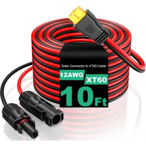 12AWG XT60 Solar  10FT, XT60   3 15 20 30 40 50FT, XT60 Adapter for Solar Panel to Portable Power Station Solar Generator