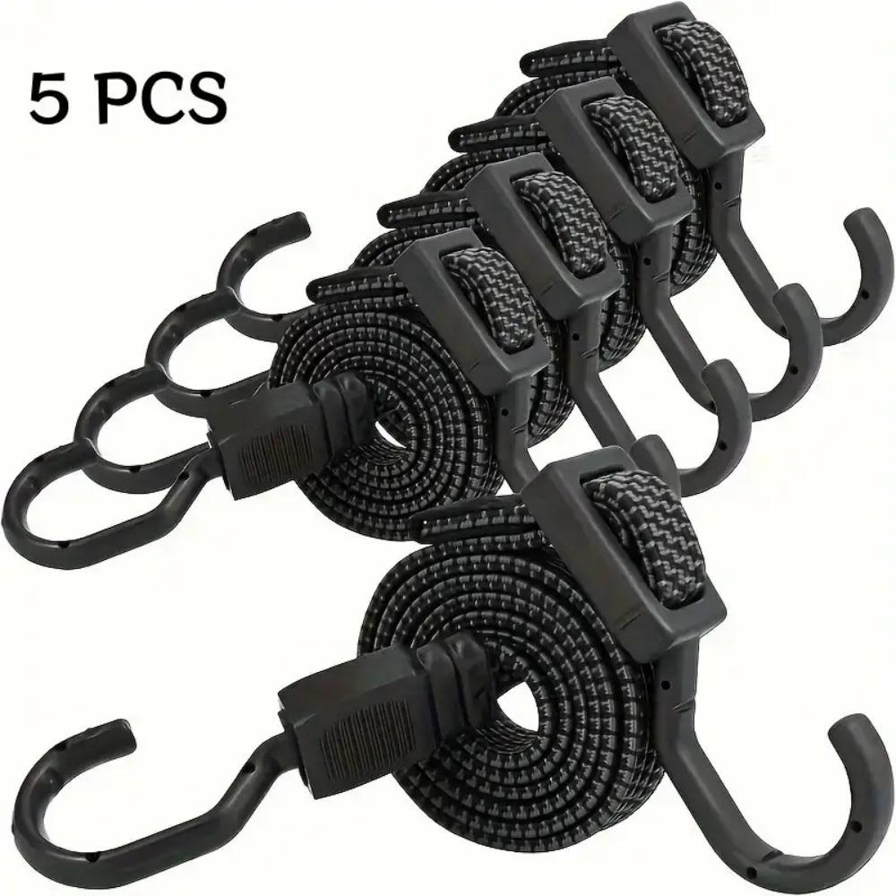 5pcs Adjustable Elastic Bicycle Straps with Hooks, 39.37inch Rubber Tension Strap, Used To Secure Cargo, Luggage, Tents, Clotheslines