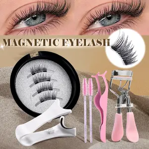 MAANGE Magnetic False Eyelashes Set, Includes Lash Holder, Curler, Tweezers, 2 Brow Brushes, Perfect for Makeup Enthusiasts
