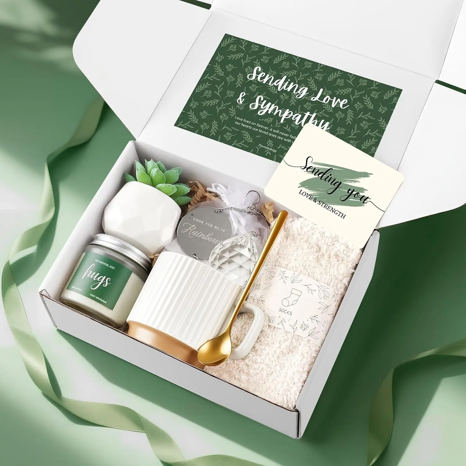 Sympathy Gifts for Loss of Loved One, Memorial Condolences Gift Basket with Suncatcher for Loss of Mother Father Husband Friend Child Baby, Bereavement Grief Care Package for Women Healing