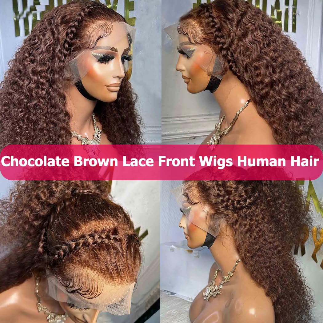 [NEW IN] Brown Chocolate Deep Wave Wigs Bling Hair 13x4 13x6 Hd Lace Frontal Human Hair Wig Colored Water Wave Lace Front Wig for Women Pre Plucked Clearence Sale TikTokShopStockUp