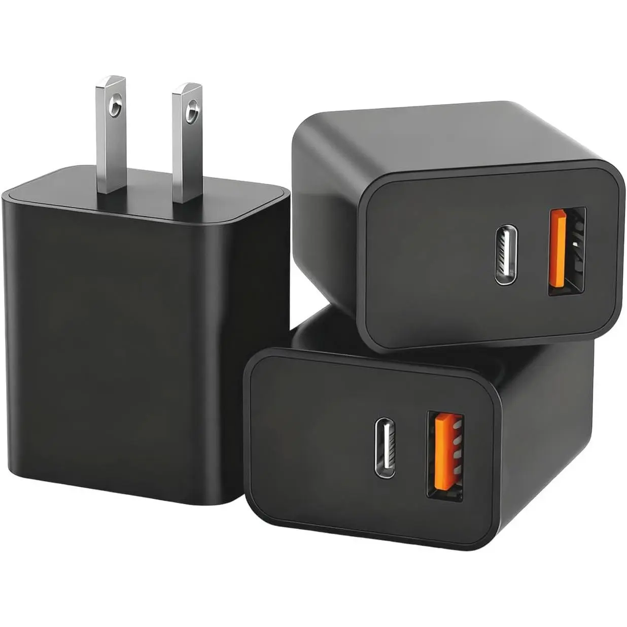 3 Pack USB C Charger Block,20W USB-C & USB-A Port Charger,for i Phone 17/16/15/14/13/12/11/X/8, i Pad and