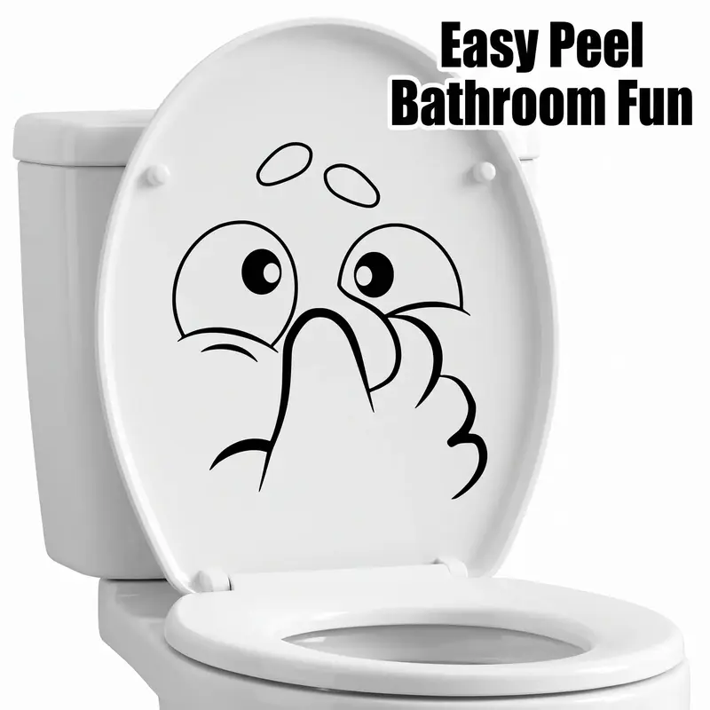 Humorous Expression Toilet Sticker, Decorative Adhesive Decal, Fun Wall Decoration for Restrooms, Bathroom Decorations Accessories, Bathroom Decor Supplies