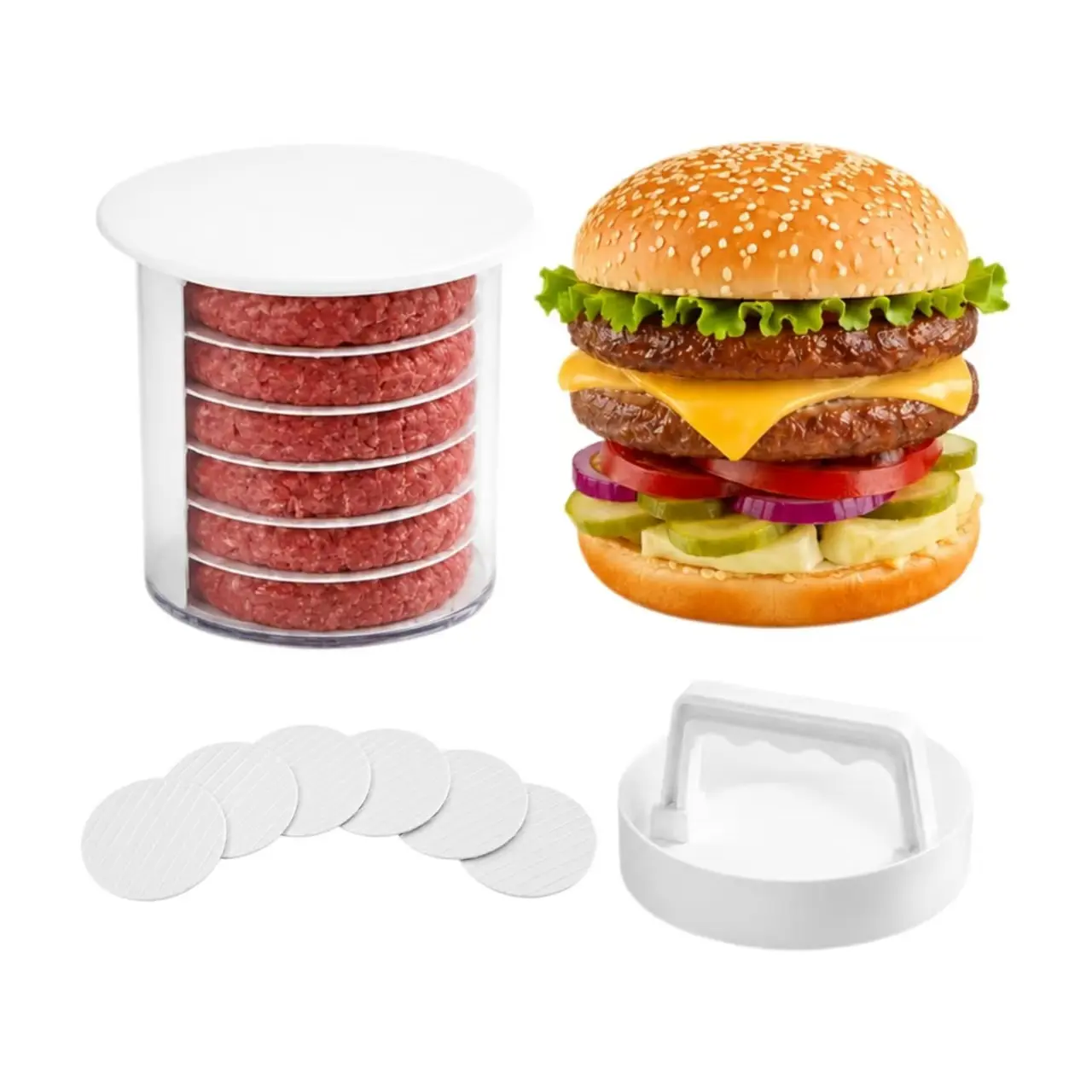 Burger Patty Maker Press, Stackable Hamburger Press for 4-8 Patties (7 floors)