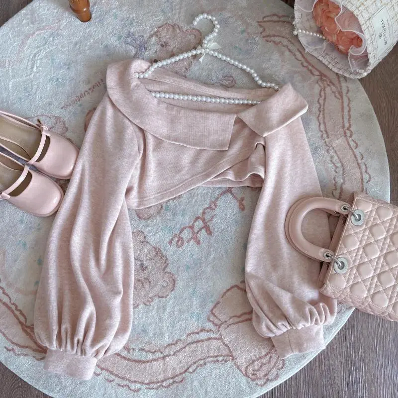 Women's Cute 2-Piece Sweet Lolita Style Set - Pink Bow Knitted Coat, Kawaii Floral Mini Dress for Korean Fashion Beach Occasions