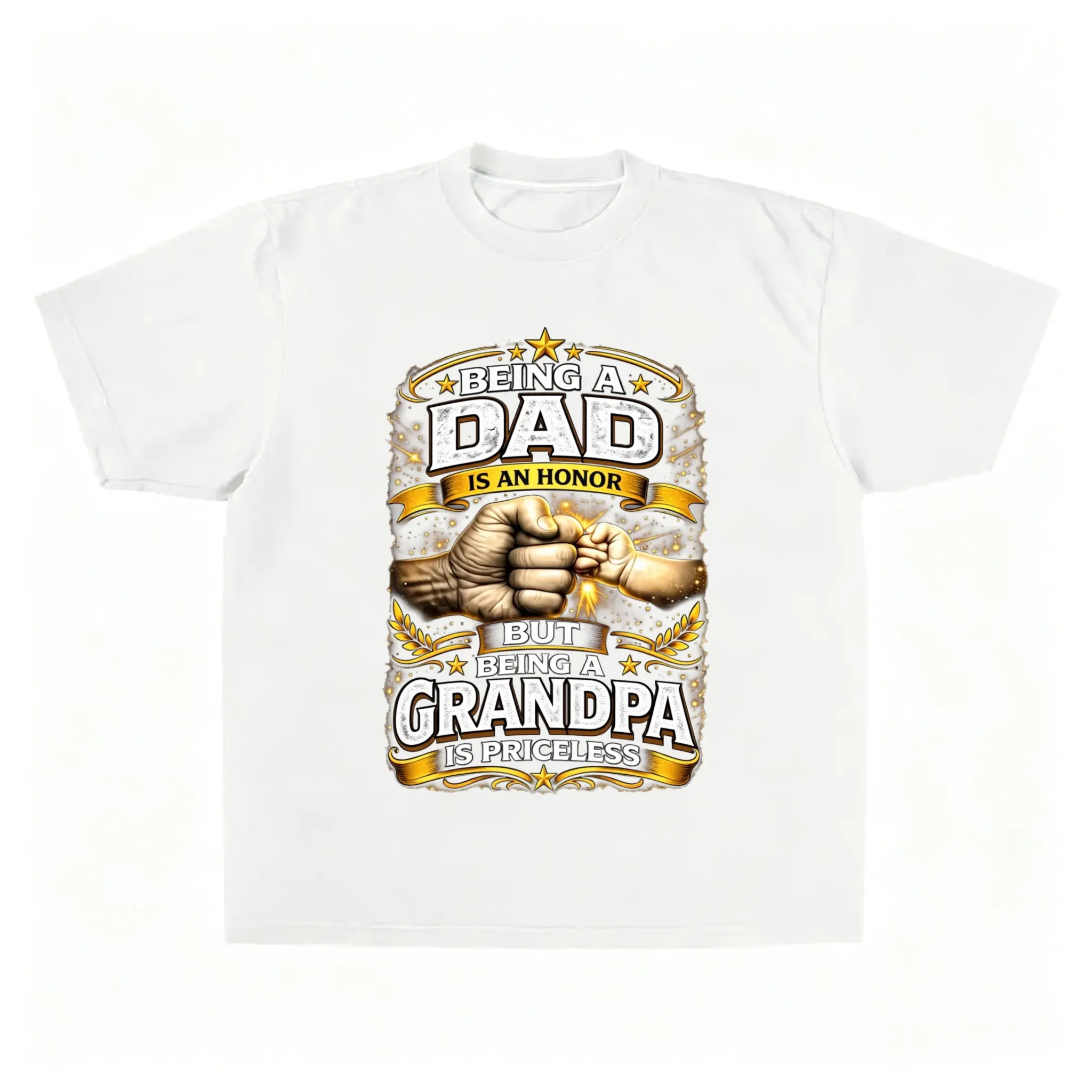 Being A Dad Is An Honor But Being A Grandpa Is Priceless Fist Bump Graphic T-Shirt Gift For Grandfather Men Casual Tee