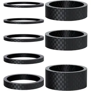 8PCS Carbon Fiber Headset Spacers Matte Finish Lightweight and Precision Fits 1 1/8 Inch Stem for MTB Road Handlebar Stems 6 Sizes (1/2/3/5/10/15 mm)