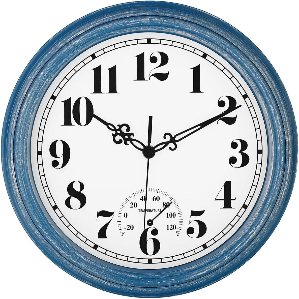 12 Inch Indoor Outdoor  Operated Wall Clocks, Blue