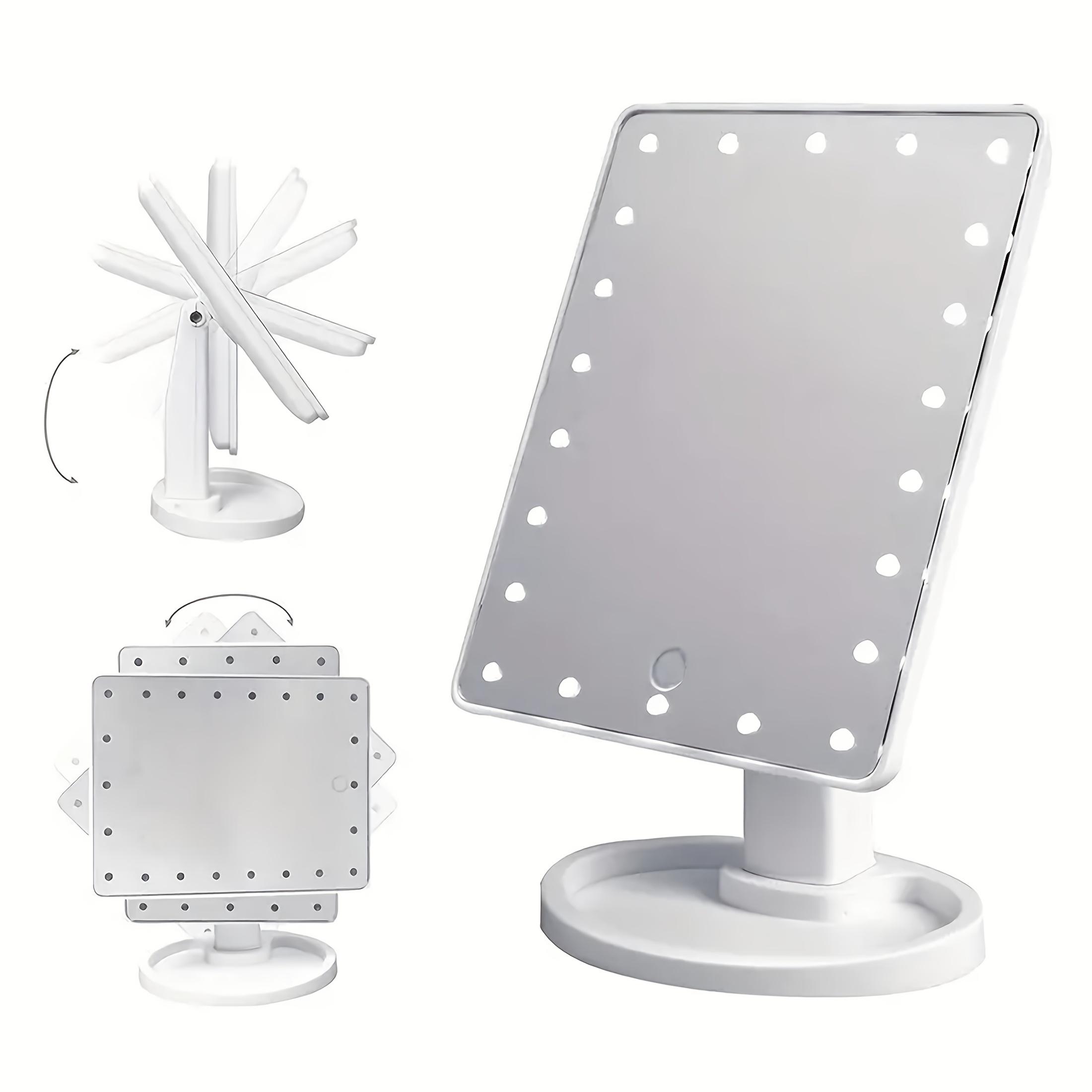Adjustable Brightness Touch Screen Lighted Makeup Mirror - Battery-Powered Portable Vanity Mirror with Polished Finish & Durable Plastic Design for Home Travel Beauty Routine, Batterypowered Operation