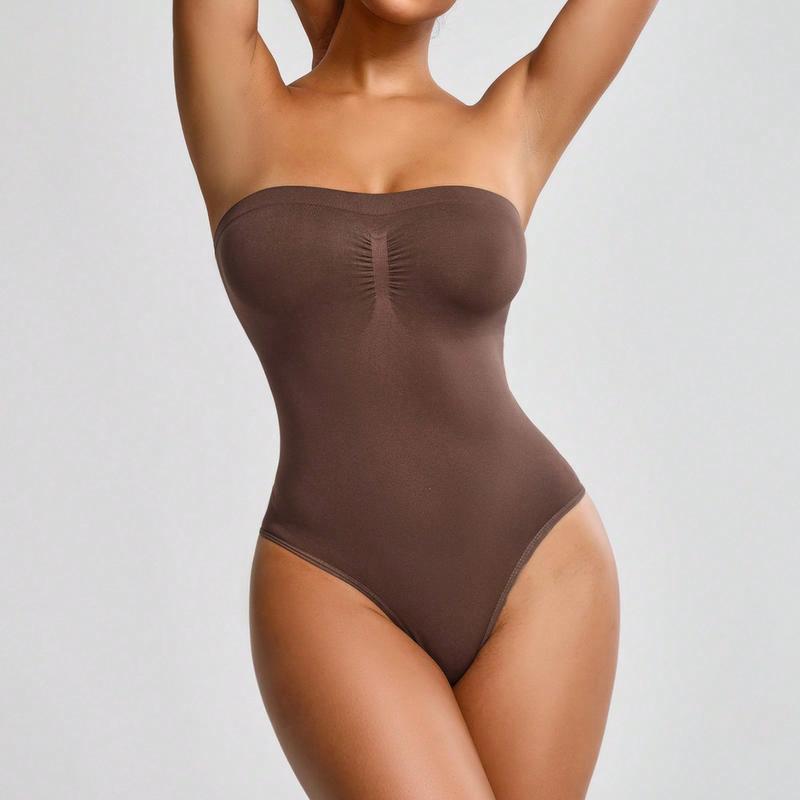 European and American Seamless Plus Size Shapewear Tummy Control Waist Cincher Strapless Tube Top Dress Bodysuit Underwear Waist Support Hip Lift Tummy Control All Seasons Womenswear Compression corset faja fajas body shaper