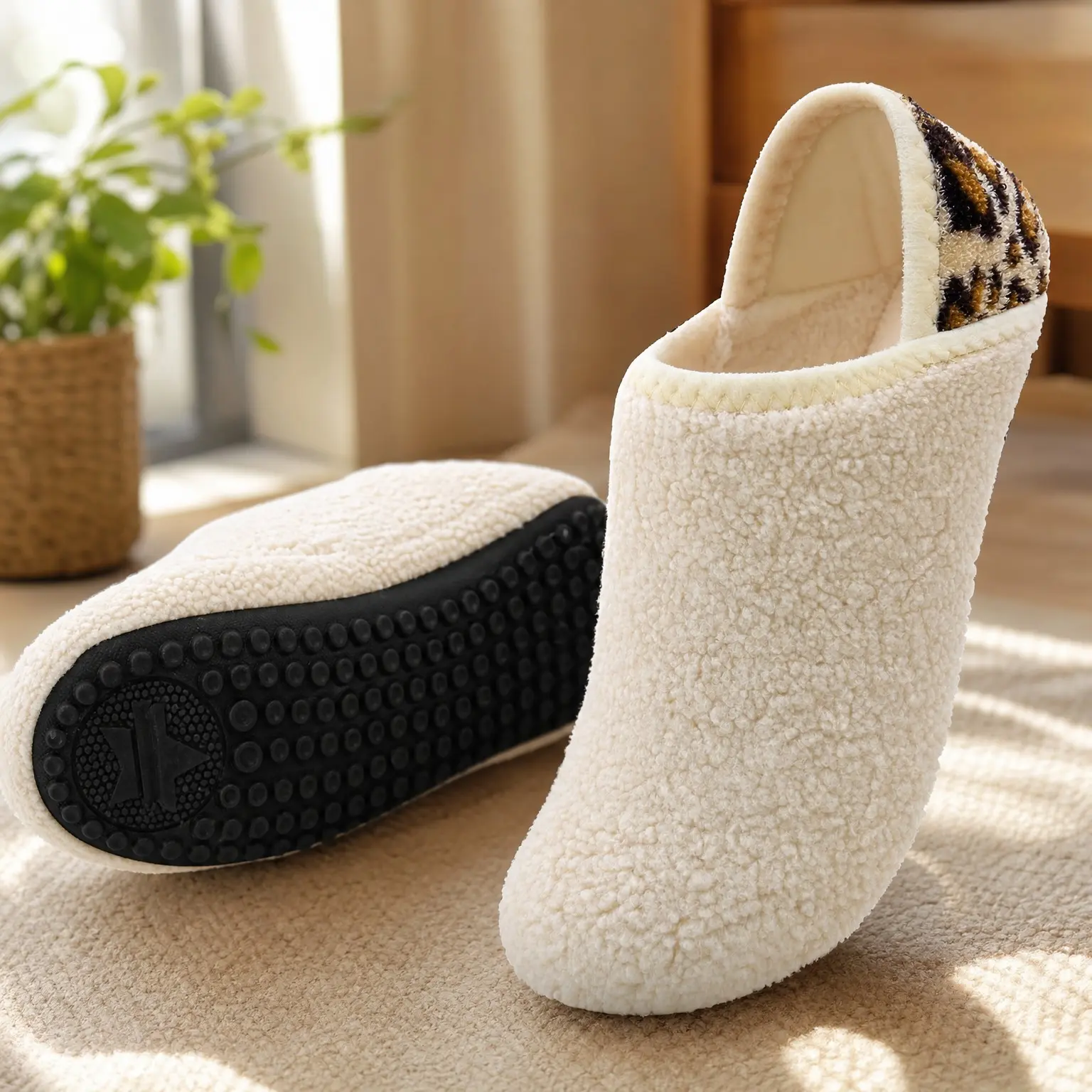 Cozy Furry Slip-On House Slippers for Women and Men – Soft Socks Barefoot Indoor Shoes, Flexible, Machine Washable, Warm Home Bedroom Travel Hospital Yoga GiftGift