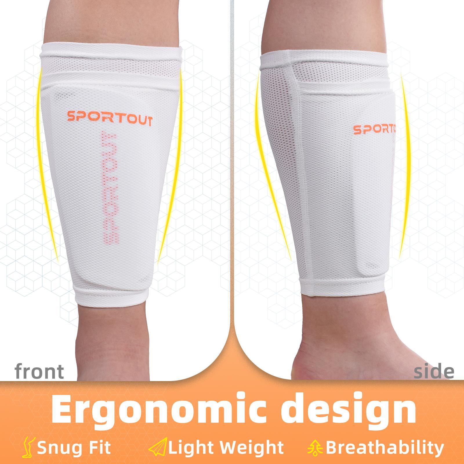 Sportout Shin Guards, 1 Set Breathable Sleeves and Hard Shell, Sports & Outdoor Accessories