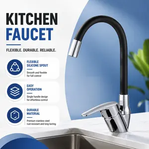1PC 360° Rotatable Kitchen Faucet – Durable Stainless Body + Flexible Reach Design – Sink & Washing Area