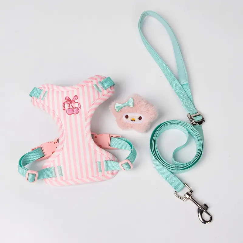 Dog's Korean color-blocked chest and back harness set, breathable and lightweight dog harness, suitable for outdoor walking and traction set for small dogs, Universal Harness, Puppy Harness