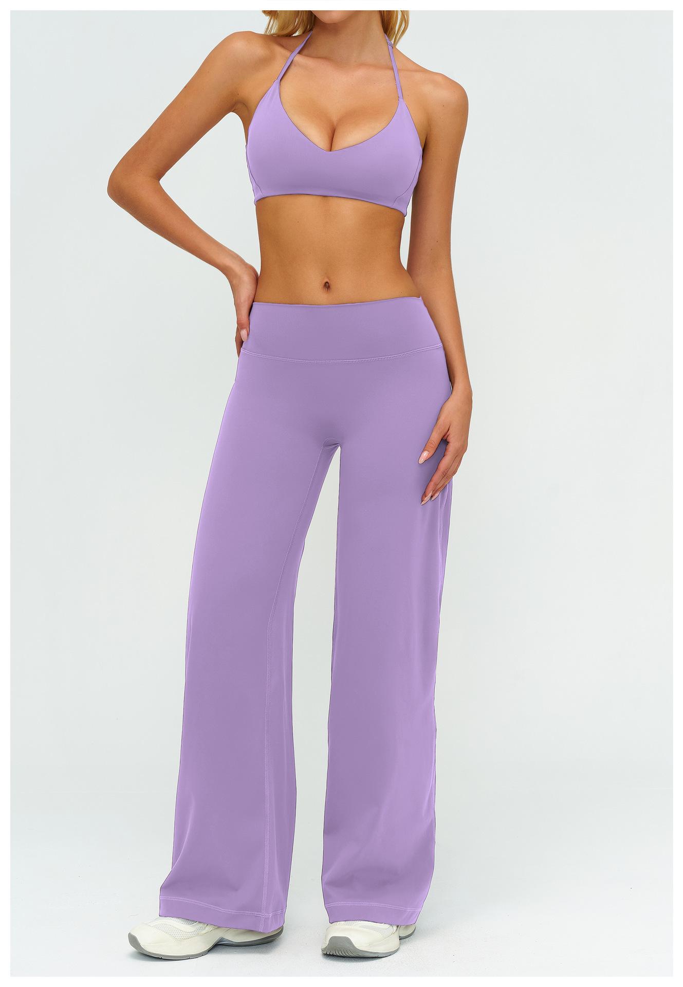 Sporty Two-Piece Set Women's Plain Crop Cami Top & Flare Leg Pants Sports Set 78% Nylon 22% Spandex Comfy Breathable for Yoga Gym Workout Running,Comfortable Workout Wear, Yoga Workout Activewear