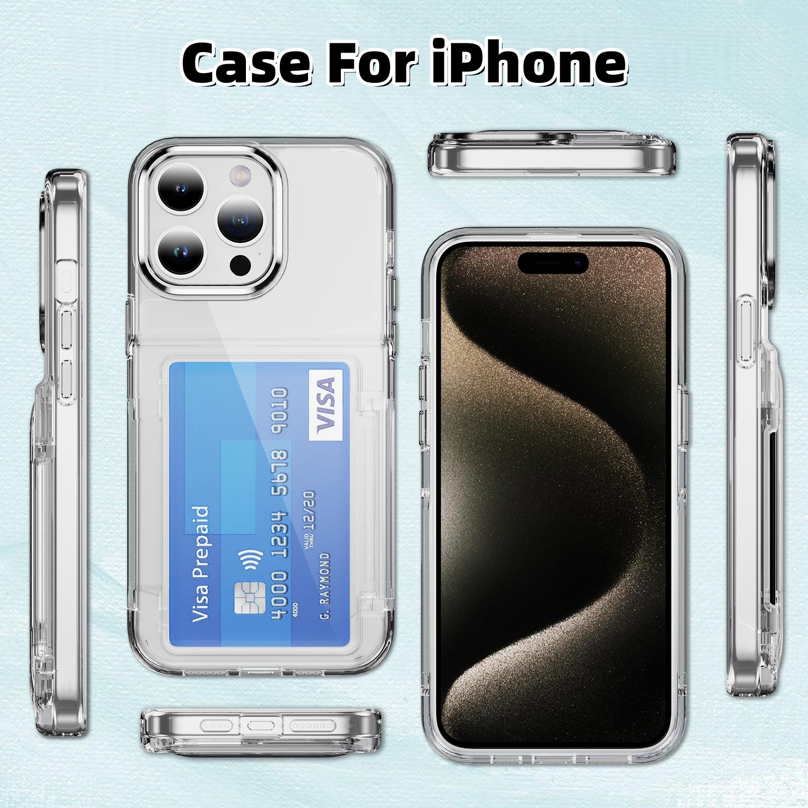 New 2nd Generation Transparent Card Holder Phone Case, suitable for Apple iPhone 11/12/13/14/15/16/17 Pro/Max series, high clarity and transparency, with adjustable hidden stand + card holder 2-in-1, high-quality wallet phone case