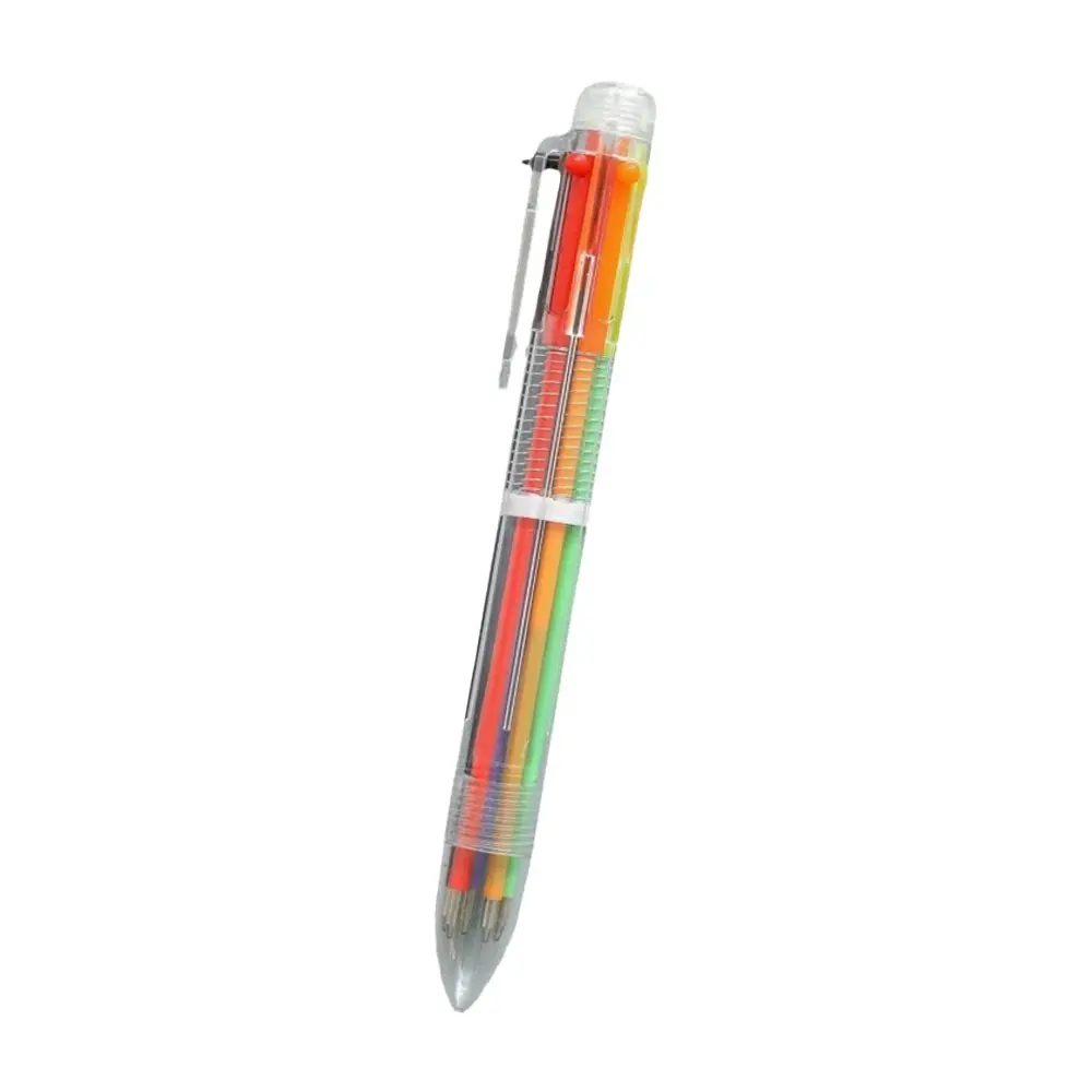 1pc/4pcs/8pcs Clear 6 In 1 Ballpoint Pen, Simple Portable Multi-Purpose Writing Pen For Student, Note Taking Pens, Writing