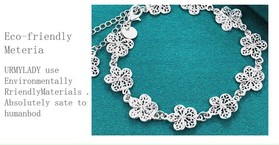 925 Sterling Silver Bracelet For Women Elegant Floral Design Jewelry Durable Fashion Accessory 20CM Length Ideal For Wedding And Daily Wear