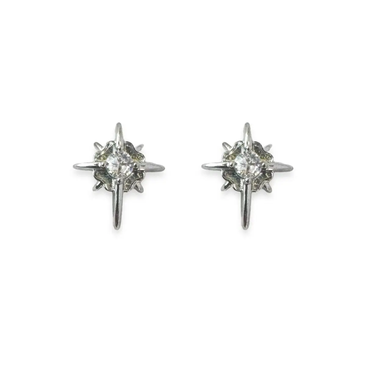 Sparkling cubic zirconia star stud earrings, classic unisex design with trendy hip hop style, suitable for daily wear for men and women.
