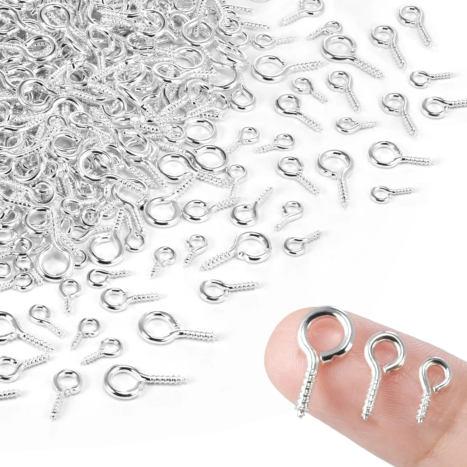 600 count Small Eye Screws for  Making, 3 Sizes  Eye Hook Pins in Crafts, Mini Eyelet Screw Pin Hooks for Ornaments, Keychains DIY Craft Projects,