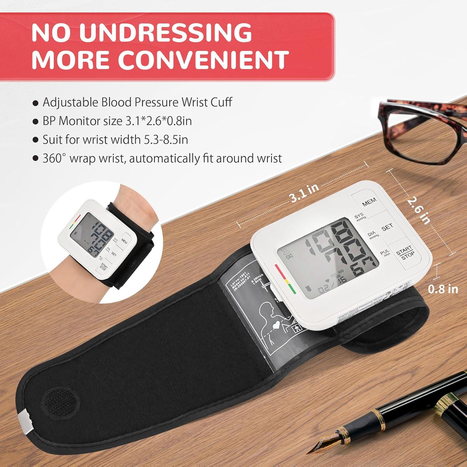 Blood Pressure Monitor for Home Use,Automatic Wrist Blood Pressure Monitor,Adjustable Wrist Blood Pressure Cuff (5.3-8.5") 2*90 Reading Memory Digital Blood Pressure Machine with Carrying Case Blood Pressure Monitor for Home Use,Automatic Wrist Blood Pressure Monitor,Adjustable Wrist Blood Pressure Cuff (5.3-8.5") 2*90 Reading Memory Digital Blood Pressure Machine with Carrying Case