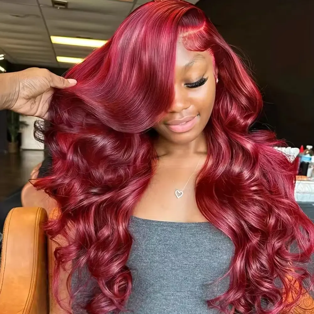13x6 HD Lace Frontal Wig 180 Density 99J Burgundy Body Wave Human Hair Wig 13x4 Lace Front Brazilian PrePlucked Wigs For Black Women backtoschool