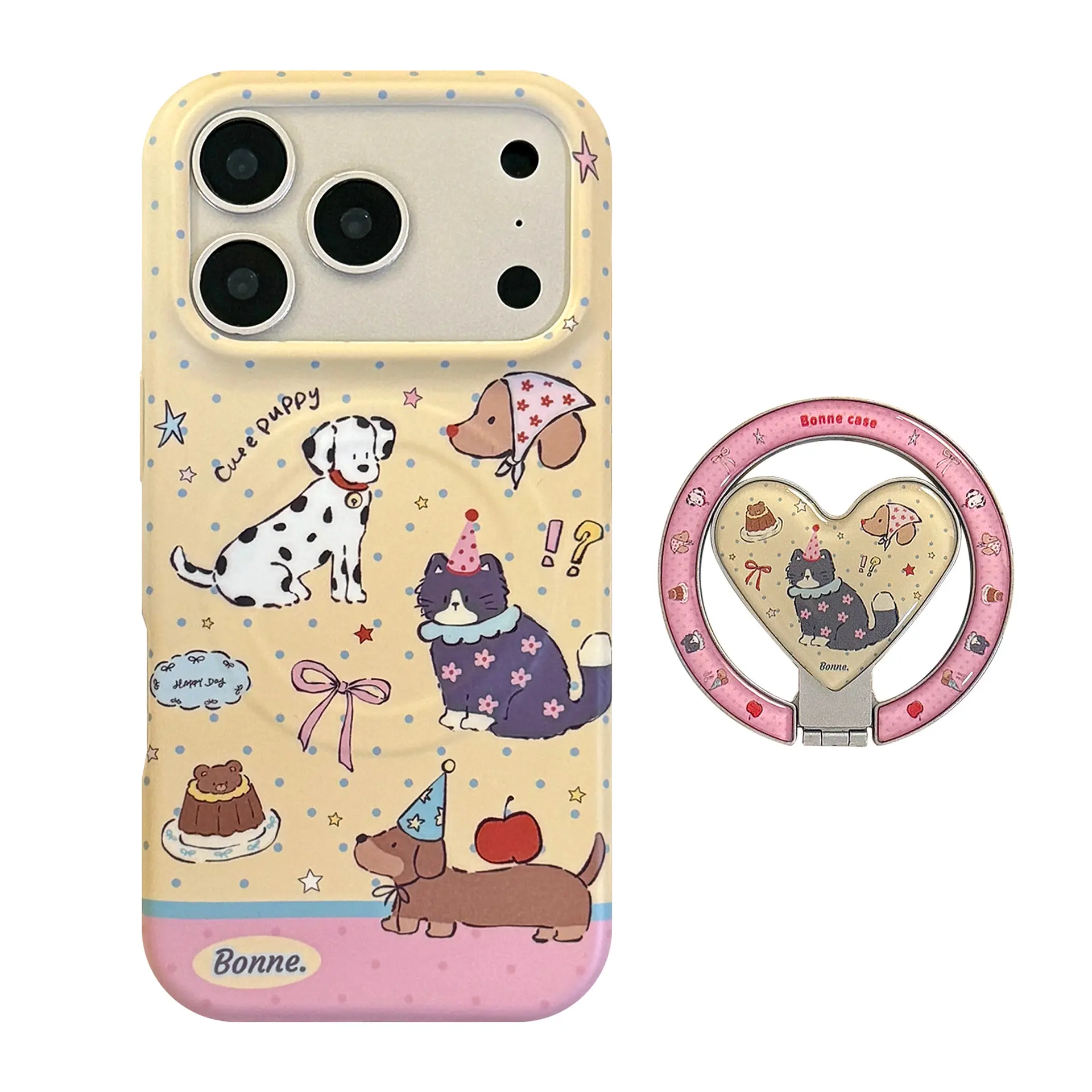 Colorful Zoo Magnetic Mobile Phone Case with Cute Kitty Stand, Multi-Color Everyday Protective Phone Accessories, Compatible with iPhone 13,14,15,16,17 Pro Max cat enthusiast