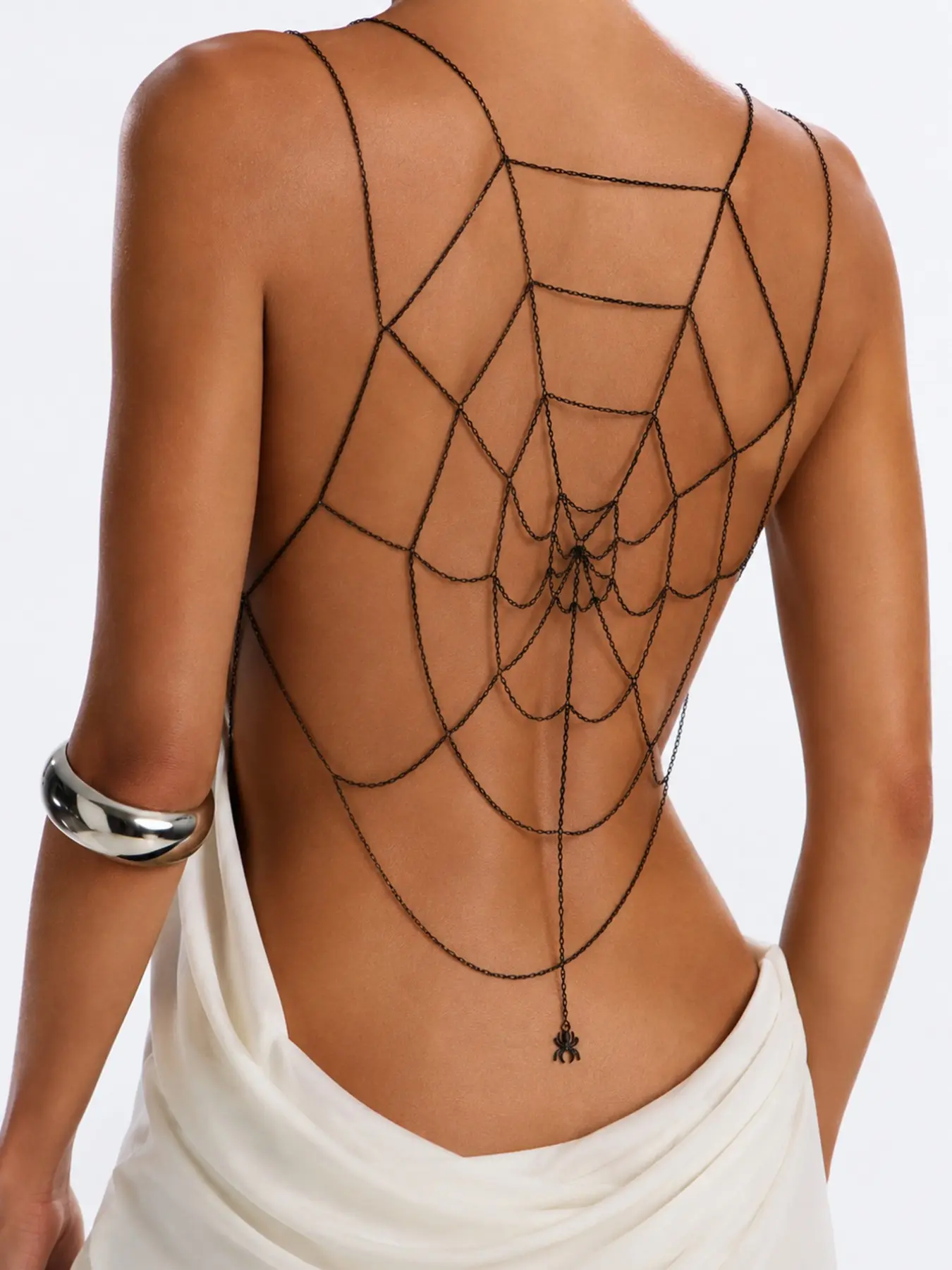 Vintage Style Alloy Spider Web Back Chain Body Jewelry for Women, Sexy Party Halloween Accessory, All Seasons Wear, Body Chains