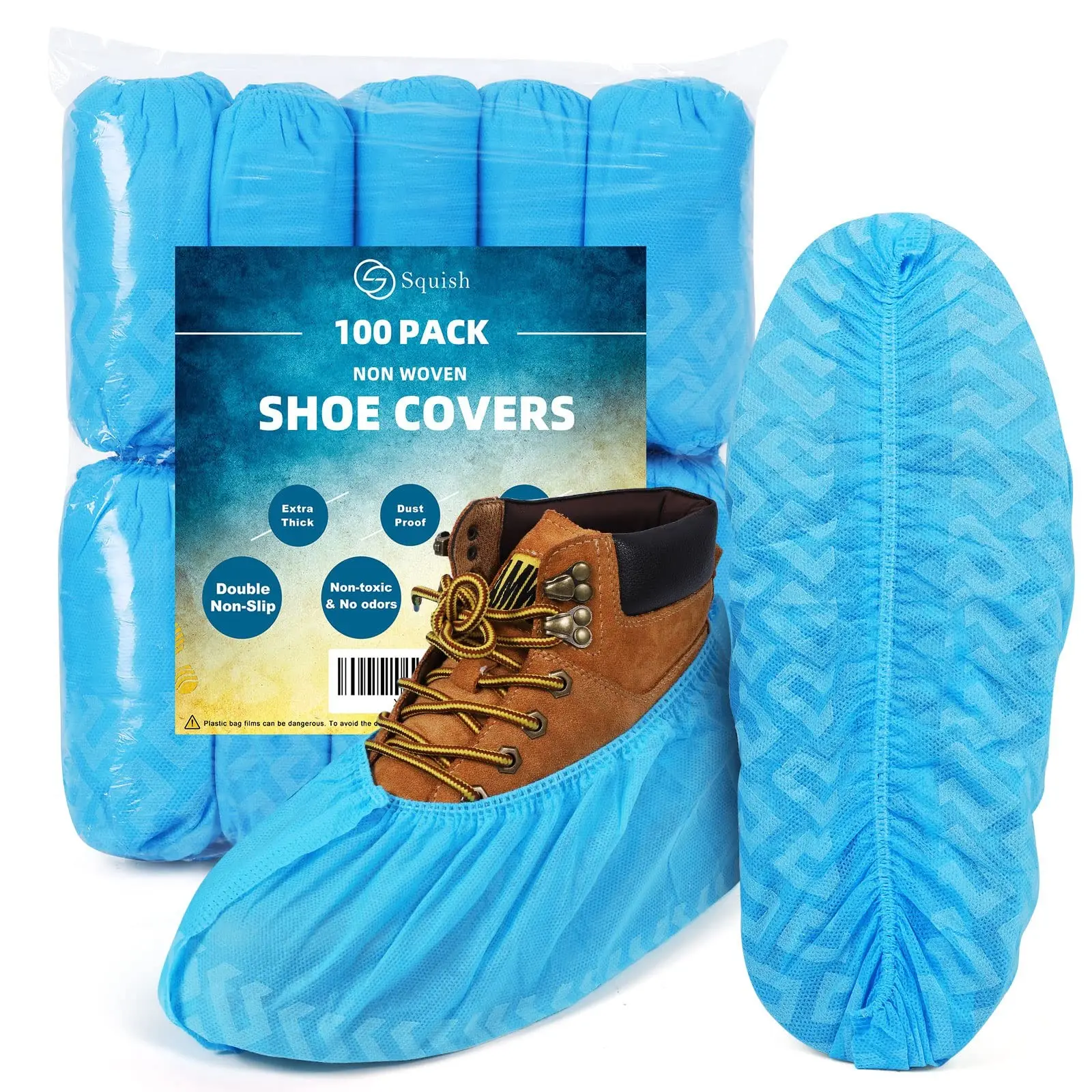 100 Pcs Non-Woven Shoe Covers, Thick Material, Breathable and Durable, Anti-Slip Design, Ideal for Home, Office, Clean Rooms