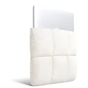 Creamy White Puffy Laptop Sleeve, Waterproof Laptop Case with Soft Fluffy Lining, Laptop Bag, Compatible with Tablet | Laptop 13 to 14 Inches