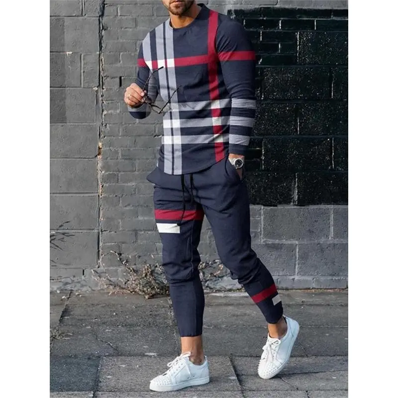 Digital Printing Loose Casual Temperament Men's Cotton Tracksuit Set Sport Fitness Apparel