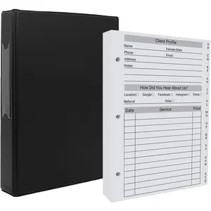 Client Record Book, Hair Stylist Client Profile Book Binder with Record Cards for Salons, Hair Stylists, Nail Techs and Small Business - 100 Sheets 5.5" X 8.5" Profile Cards