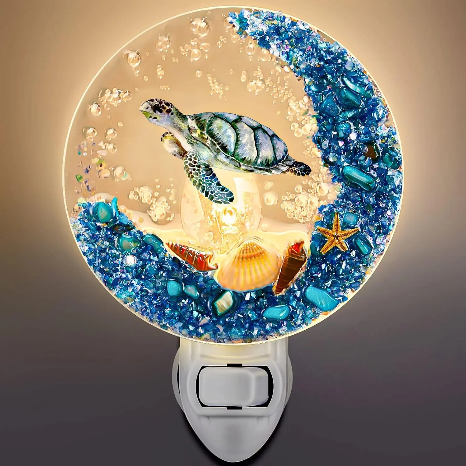 Plug in Seashell Night Light Ocean Theme LED Wall,Sea Turtle