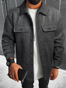 Men's Casual Woolen Jacket, Fashionable Outerwear, Versatile Design, Suitable for Leisure and Formal Occasions, Stylish Men's Coat