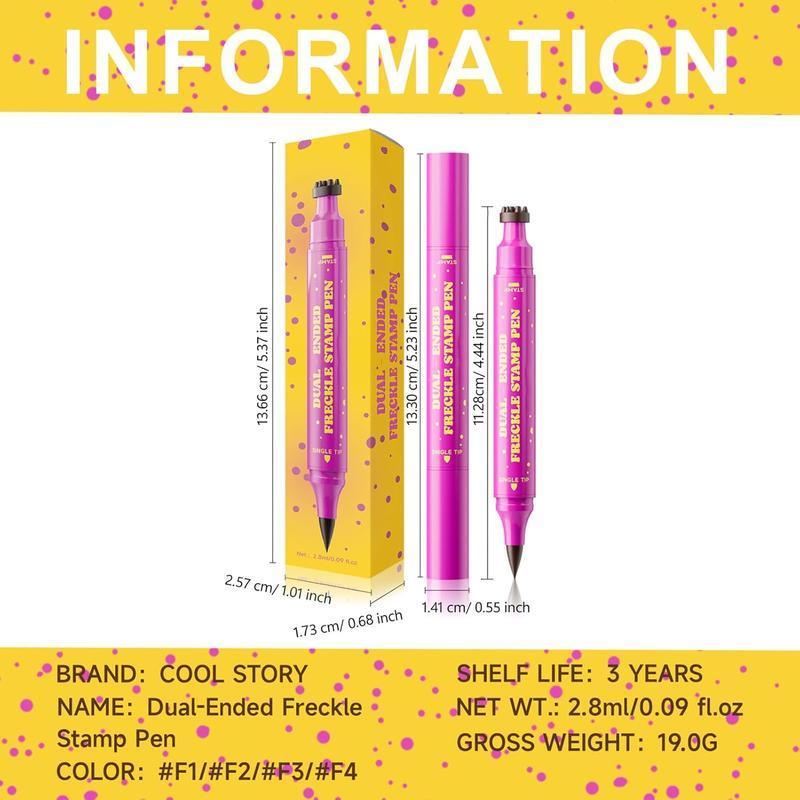 Freckle Pen Waterproof Faux Freckles, Freckle Stamp Dual End Eyeliner, Natural Realistic Freckles Makeup, Long Lasting Sweat Proof Smudge Proof Cosmetic, Easy Makeup Tool for Daily Cosplay