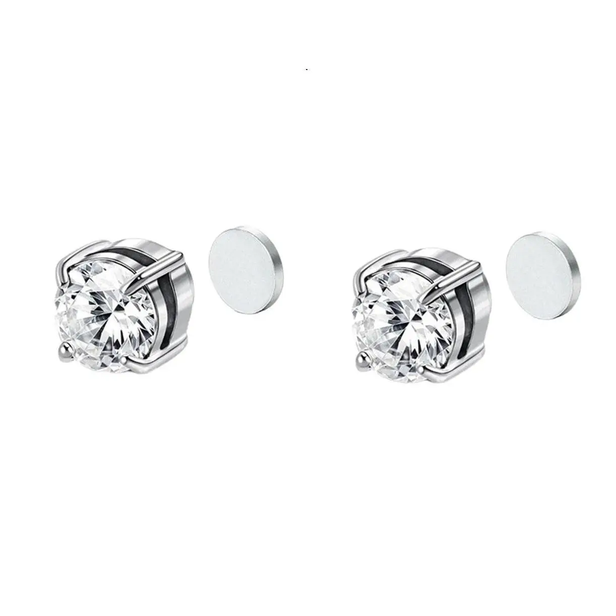 Non-Piercing Magnetic Stud Earrings for Men & Women, Allergen-Free Stainless Steel 1/2 Pack, Stylish Clip-On Fashion Jewelry