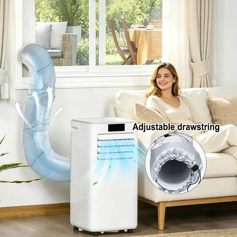 Universal Portable Air Conditioning Duct Cover, Silver Reflective Heat Blocking Dustproof Vent Sleeve Compatible with 5-5.9in Diameter Exhaust Hose, Adjustable Design Simple Mount & Detach, Effectively Guard AC Hose Accessories