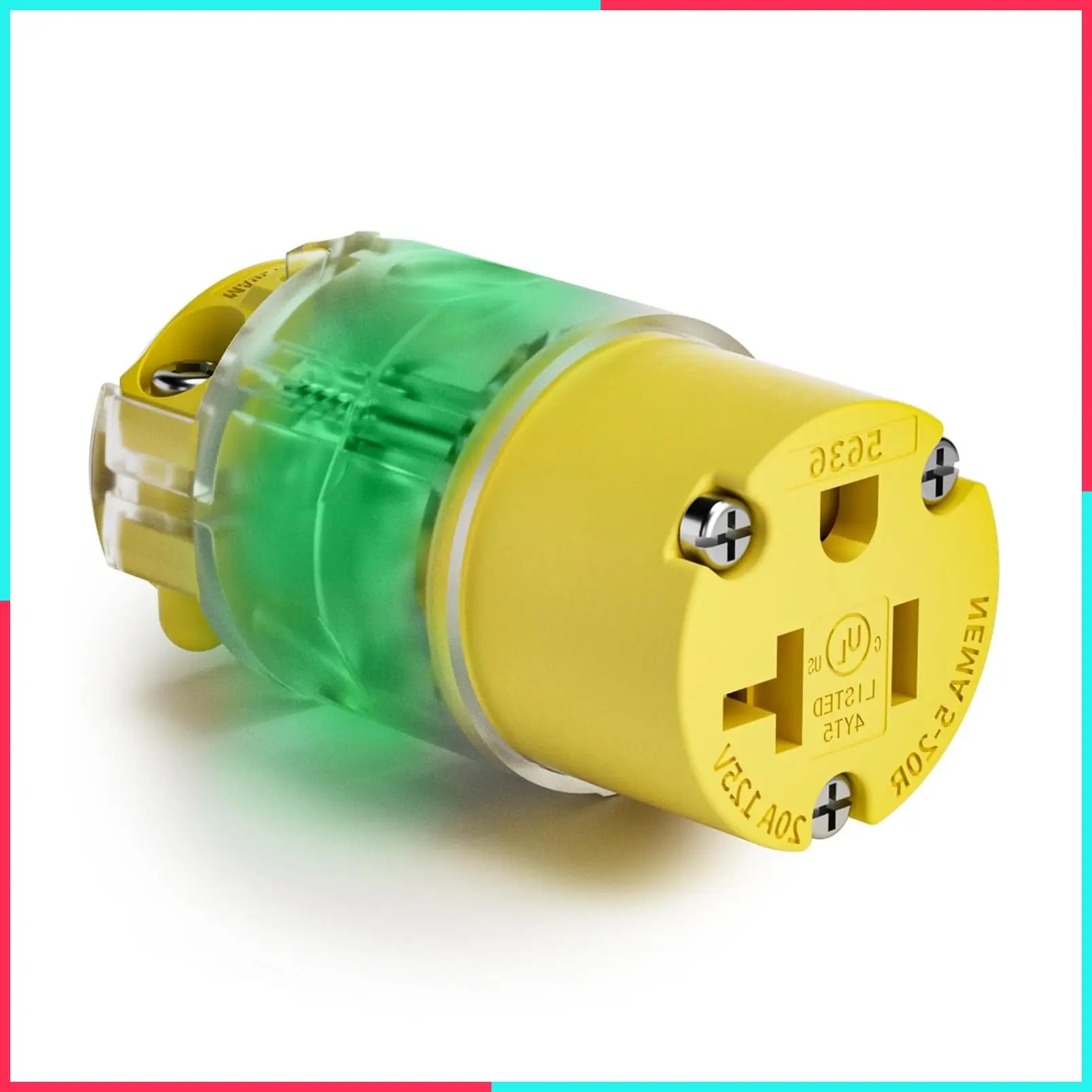 1 Pack 20A 125V Lighted Extension Cord Replacement End, Female NEMA 5-20R Straight Blade Plug, 2 Pole 3 Wire Grounding, UL Listed