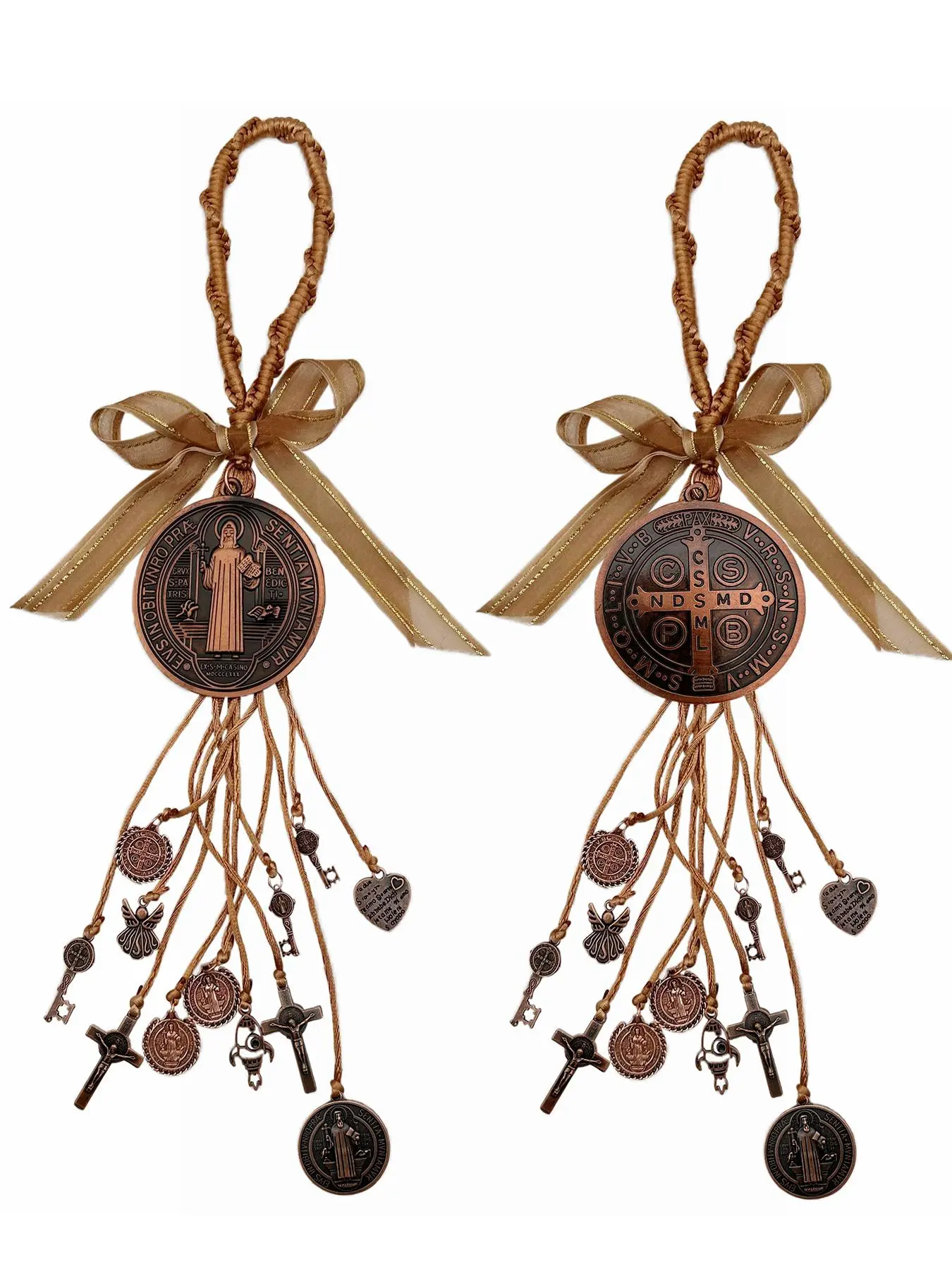Saint Benedict Medal Protection Blessing Charm, Catholic San Benito Medalla Handmade Jewelry, Car Hanging Charm for Men Women, Car Hanging Decoration, Car Ornament, Car Accessory, Car Decor Gift