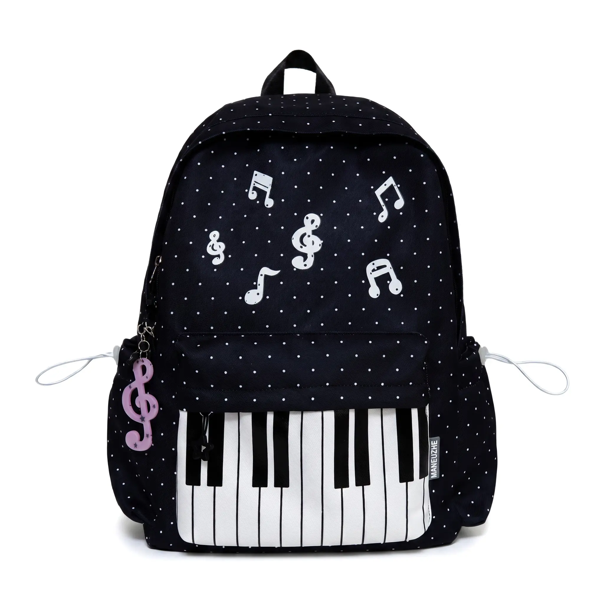 Waterproof Oxford Backpack For Teen Girls Cute Piano Music Note Design Stylish School Bag For Middle High School College Students Daily Commute Lightweight Under 20L