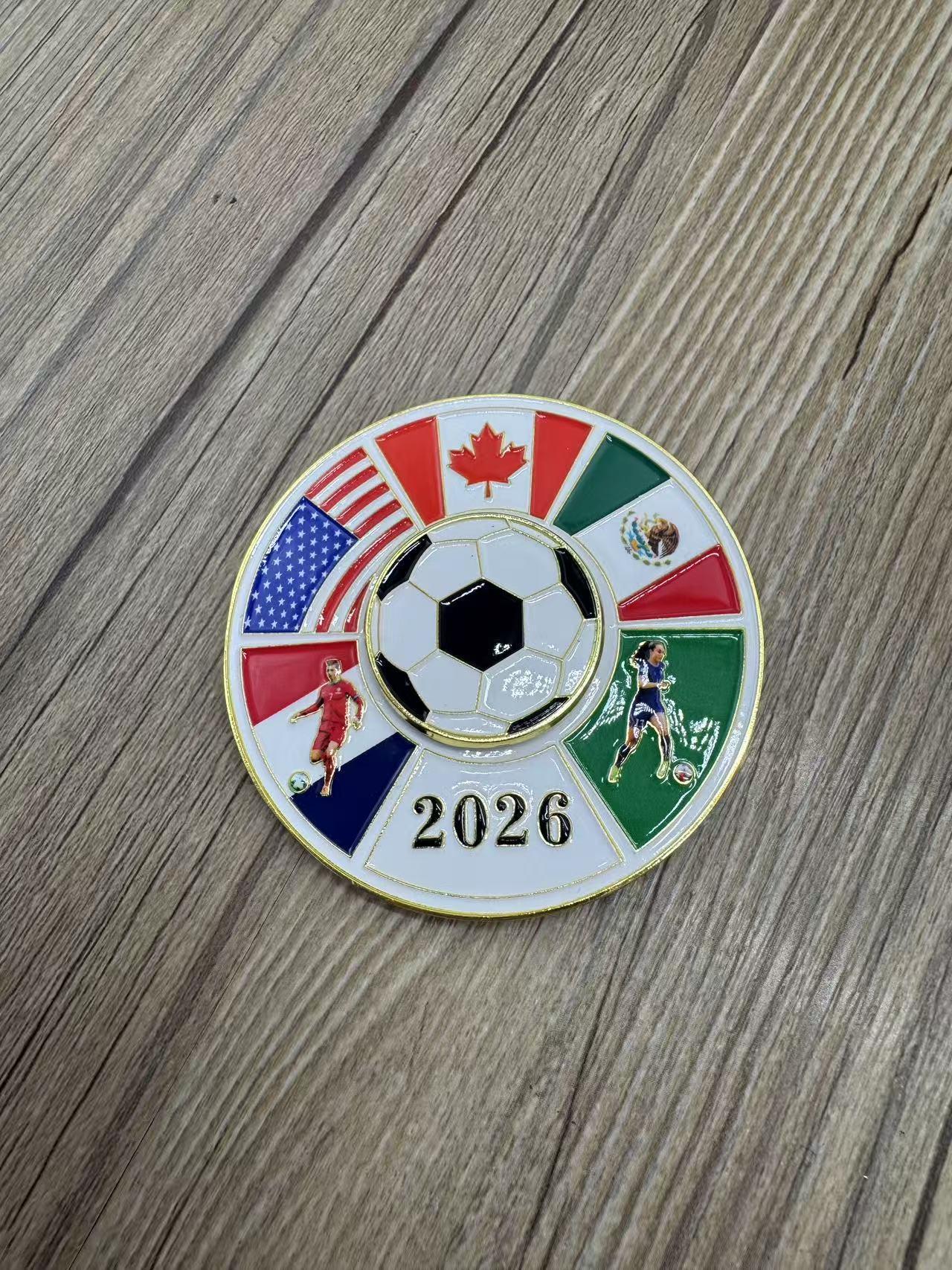 2026 Cross-border Magnetic Refrigerator Magnets (Metal Material) - Rotatable FIFA World Cup North America