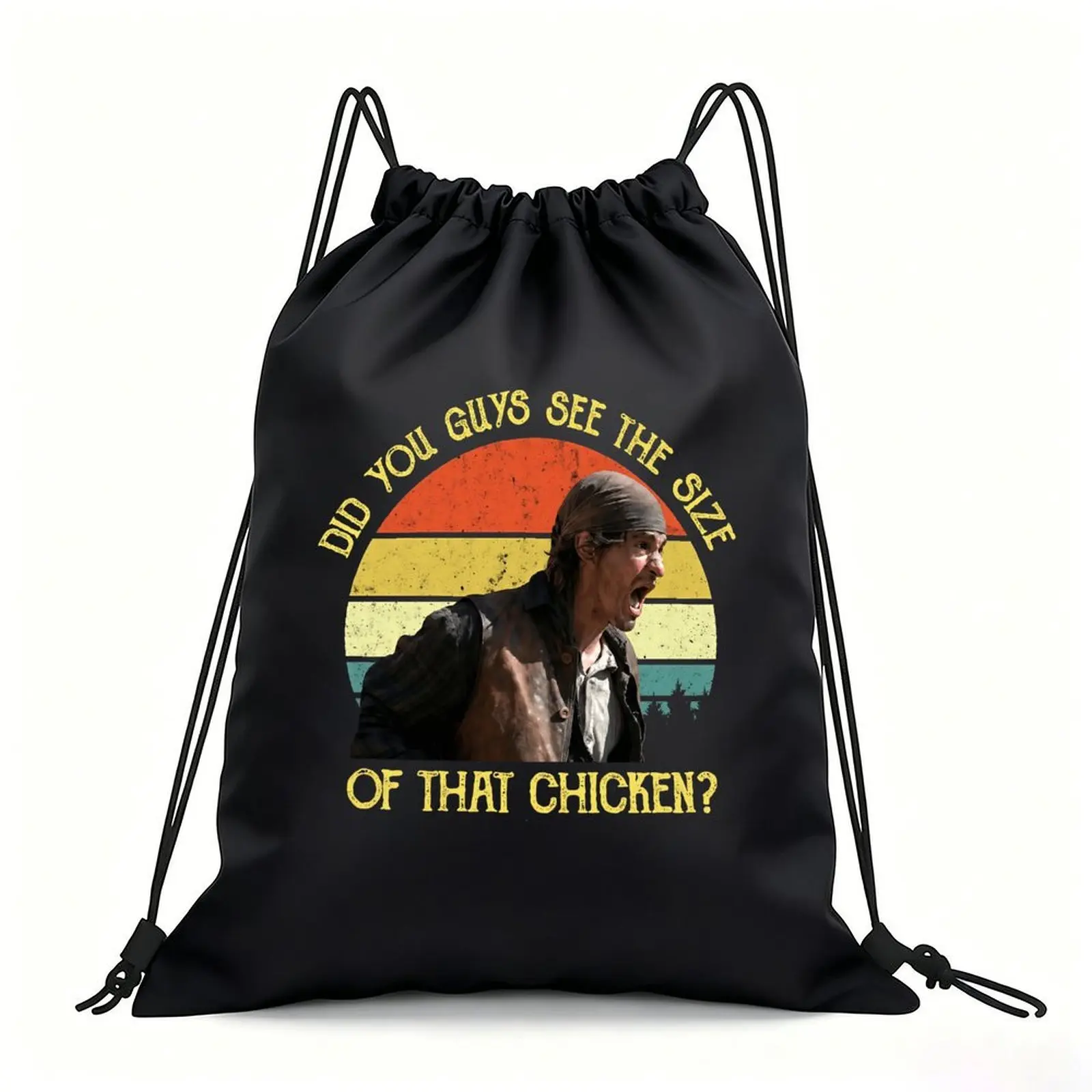 Portable Drawstring Sack Bag with Custom Graphic Print, Waterproof Polyester String Backpack for Gym Workout Swimming Hiking