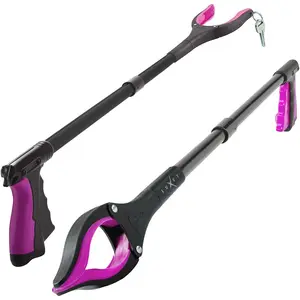 2026 Grabber Reacher Tool - 2 Pack - Latest Version Long 32 Inch Foldable Pick Up Stick - Strong Grip Magnetic Tip Lightweight Trash Picker Claw Reacher Grabber Tool Elderly Reaching - by Luxet (Pink)