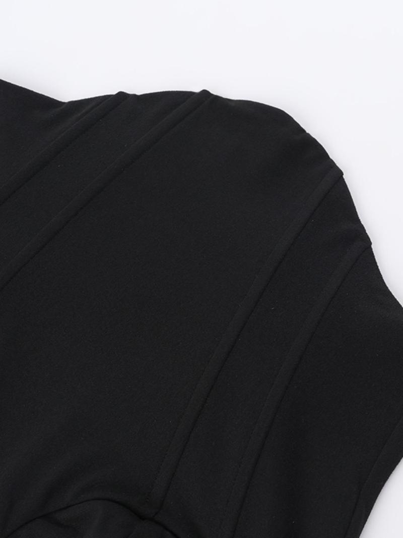 Women's Contrast Floral Lace Sheer Corset Crop Tee, Asymmetrical Neck Long Sleeve T-shirt for Spring & Fall, Women's Clothing for Daily Wear