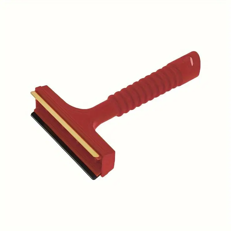 Windscreen Ice Scraper Tool with Non-Slip Grip:Brass Blade + Rubber Squeegee