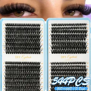 DIY False Eyelashes, Moderate Curl, Natural and Voluminous, 8mm to 16mm Mixed Length, Self-Assembly Clustered False Lashes