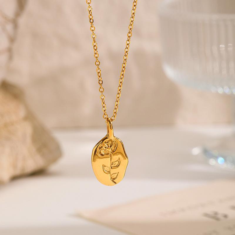 European and American embossed necklaces, niche luxury heart-shaped Cupid pendants, stainless steel sweater chains, vintage titanium steel accessories