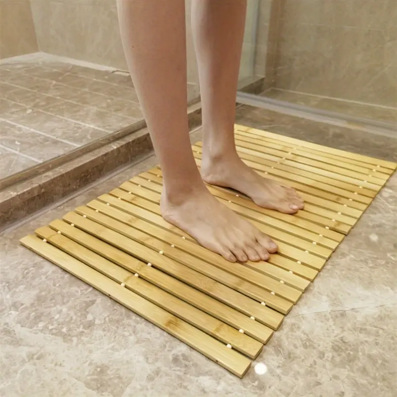 1pcs long bamboo bath mat, home shower mat, bath mat for tub non slip, summer shower mat, bamboo mat, shower room thickened bamboo mat, lobby kitchen waterproof mat, multifunctional bamboo mat.