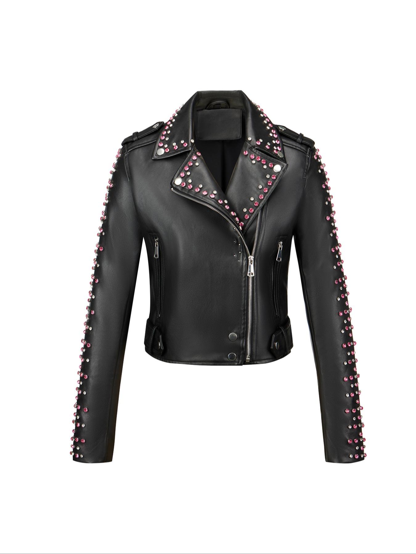 Women's PU Leather Fitted Jacket, Fashion Casual Outerwear for Daily Outdoor Wear, Ladies Clothes for Spring Fall